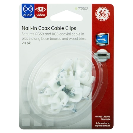 Ge Dual F Coax Cable Clips , 20PK 33614